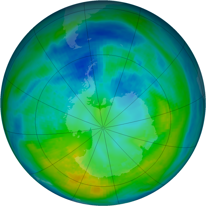 Antarctic ozone map for 19 April 1981